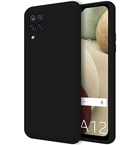 Funda Silicona Líquida Ultra Suave para Samsung Galaxy A12 Color Negra