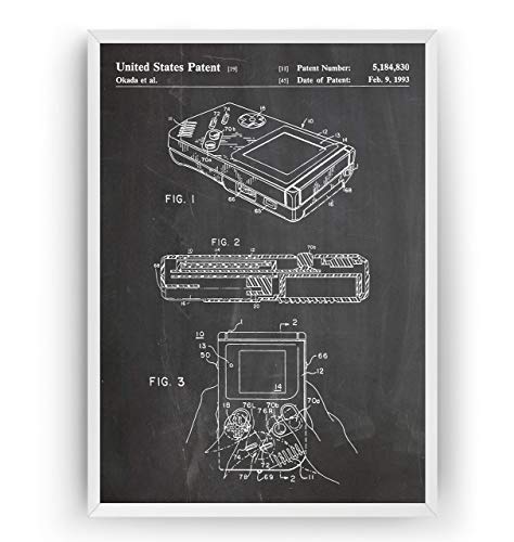 Game Boy 1993 Poster de Patente - Patent Póster Con Diseños Patentes Decoracion de Hogar Inventos Carteles Prints Wall Art Posters Regalos Decor Blueprint - Marco No Incluido