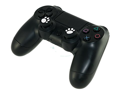 GAMINGER Juego de protectores de palancas de Control Dualshock de PlayStation 4 PS4 - huellas - blanco