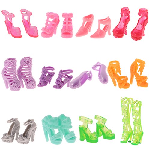 Gazechimp 12 Pares Zapatos de Cargadores Sandalia de Tacón de Manera para Barbie Muñeca Fashion
