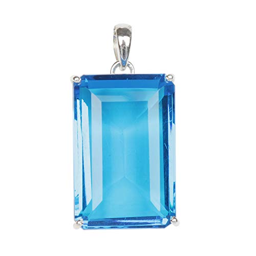 GEMHUB 16,29 gramos fantástica piedra preciosa de corte esmeralda azul en plata de ley 925 con piedra natal de noviembre GEMHUB 16,29 gramos fantástica piedra preciosa de corte esmeralda azul en plata de ley 925 con piedra natal de noviembre