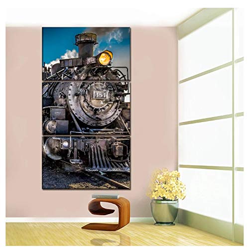 GIRDSS Pintura en Lienzo para el hogar imágenes artísticas de Pared Decorativas 3 Piezas Antiguo Tren de Vapor Vintage Impresiones en HD póster Ilustraciones modernas-50X70cmx3 sin Marco