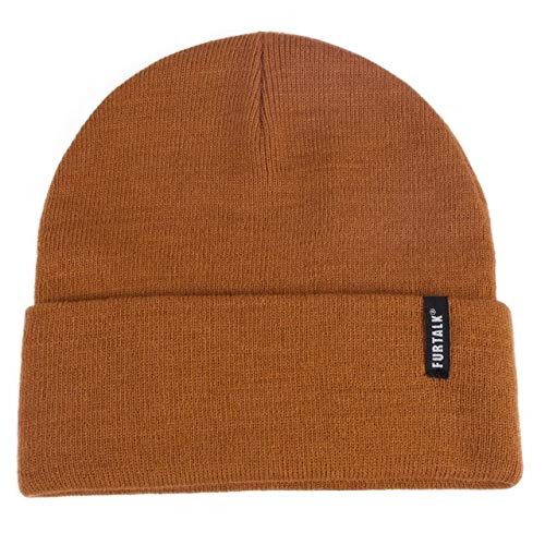 Gorro de Lana FURTALK para Mujeres y Hombres, Gorro de Invierno Tejido de otoño, Gorro Unisex para Mujer, Gorro cálido Coreano, Gorro Rojo Negro -Orange with Logo