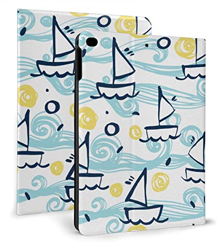 Gouache Ships Funda Inteligente de Cuero PU Función de Reposo / activación automática para iPad Mini 4/5 7,9 "y iPad Air 1/2 9,7" Funda