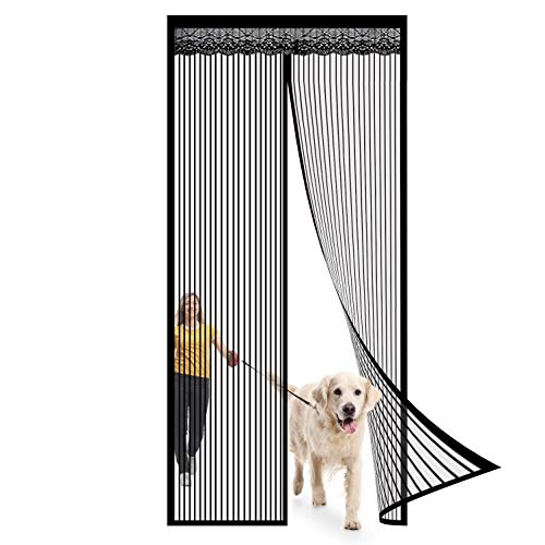 GOUER Mosquitera Magnética 95x245cm Automático Cierre Manos Libres Cierre Automático Fácil de Instalar Sin Perforación para Balcón Puerta Corredera de Patio, Negro A GOUER Mosquitera Magnética 95x245cm Automático Cierre Manos Libres Cierre Automático Fácil de Instalar Sin Perforación para Balcón Puerta Corredera de Patio, Negro A