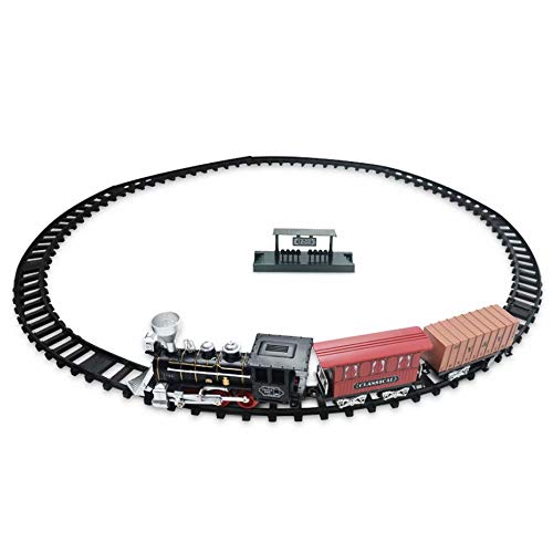 GQF Train Tracks Race,Efecto de luz y Sonido,Tren de Pista,Modelo de Tren de simulación Retro eléctrico,Juguete montado para niños,Rojo