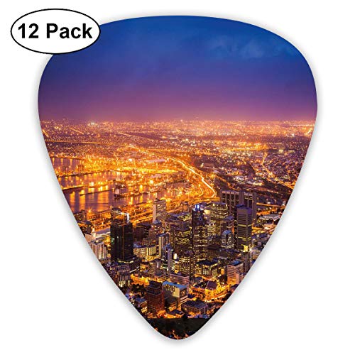 Guitar Picks12pcs Plectrum (0.46mm-0.96mm), Cape Town Panorama At Dawn South Africa Coastline Roads Architecture Twilight,For Your Guitar or Ukulele