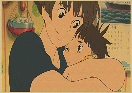h-p Hayao Miyazaki'S Cartoon Pony Cliff Retro Lienzo Arte Pintura Al Óleo Cartel Decoración del Hogar Mural Sin Marco 50X70 Cm U5453