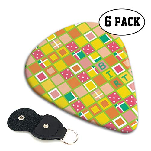 Happy Birthday Color Grid By Su G Unisex Plastic Celluloid Player's Pick For Guitar 0.96 Mm/0.71 Mm/0.46 Mm 6 pieces