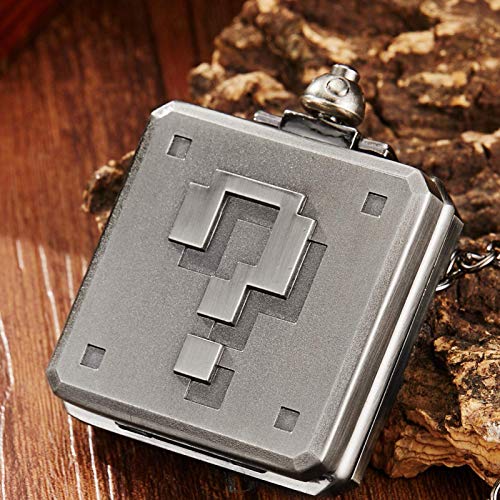 HCFSUK Reloj de Bolsillo con Cadena Antiguo Mario Retro Pixel Caja de Preguntas Cuarzo Número Grande Collar de Cuarzo Cuadrado único Reloj Colgante Regalo HCFSUK Reloj de Bolsillo con Cadena Antiguo Mario Retro Pixel Caja de Preguntas Cuarzo Número Grande Collar de Cuarzo Cuadrado único Reloj Colgante Regalo