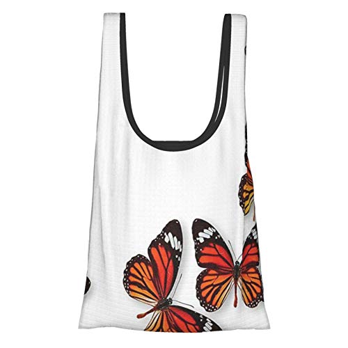 Hdaw Mariposas decoración monarca mariposa volando desde la esquina inferior derecha insectos exóticos clima cálido reutilizable plegable bolsas de compras ecológicas