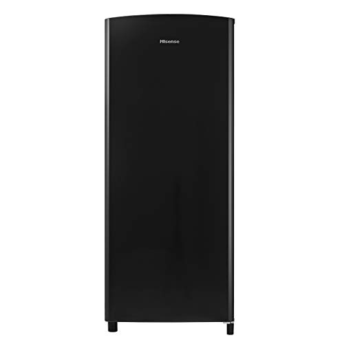 Hisense RR220D4ABF - Frigorífico Una Puerta, Color Negro, Botellero Cromado, Estantes XXL, 164 L de Capacidad Neta con 128 Cm Alto, Silencioso 40dB