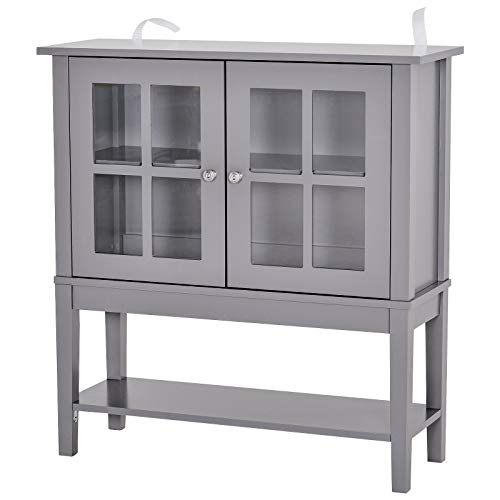 HOMCOM Armario Auxiliar Interior para Cocina Salón Aparador Cocina de Almacenamiento Estilo Vitrina Multifuncional con Estantes Inferior Puertas Sisteme Antivuelco 80x28x84cm Color Gris HOMCOM Armario Auxiliar Interior para Cocina Salón Aparador Cocina de Almacenamiento Estilo Vitrina Multifuncional con Estantes Inferior Puertas Sisteme Antivuelco 80x28x84cm Color Gris