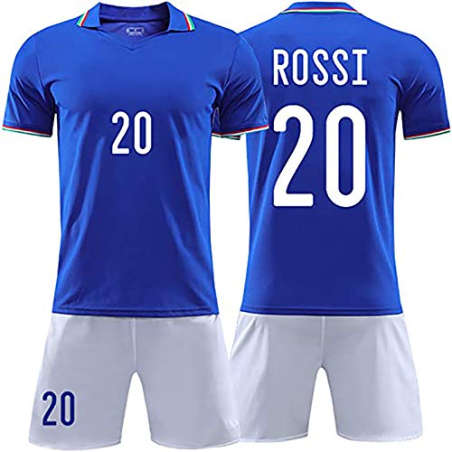 HQAZ No.20 Rossi Camiseta Jersey, Italia para Hombre 1982 Jersey de la Copa Mundial Jersey Retro Soccer Jersey Juego de Camisetas de fútbol Retro, fútbol Infantil Traje d L
