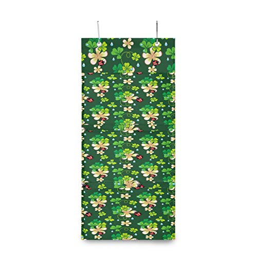 Hunihuni - Bolsa de almacenamiento para colgar en la pared con diseño de trébol de mariquita, 4 bolsillos para colgar en la puerta, armario, organizador multifunción, bolsa para dormitorio