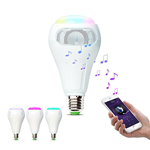 iHomma LED Inteligente Música Bombillas RGB Colores, WiFi APP Control para Android/iOS App Audio smart bombillas con Bluetooth 4.0 Altavoz,Luz Blanca Fría + Cálida(2700~6500K) Esférica E27 12W 900LM