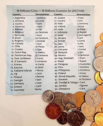 IMPACTO COLECCIONABLES Monedas - Colección de Monedas - 50 Monedas mundiales de 50 países Diferentes