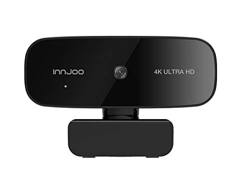 InnJoo Webcam 4K 30fps - Eliminación de Ruido 3D Balance de Blancos automático, Autofocus. Enfoque Fijo - Sensor Imagen SOI 2.0 - USB 2.0 - Cable 1.3M, Negro - Rotación 360º