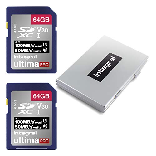 Integral - Tarjeta SD de 64 GB con 6 Ranuras para Tarjetas de Metal Protectoras, 4 K, vídeo Ultra HD, Alta Velocidad, hasta 100 MB/s de Velocidad de Lectura, SDXC V30 UHS-I U3 C10