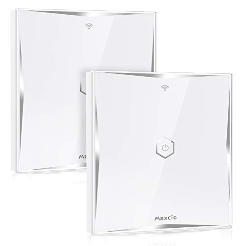 Interruptor Conmutador WiFi, Maxcio Interruptor de Luz 2 Vías Compatible con Alexa Echo/Dot/Tap, Google Home, Interruptor Táctil de Pared WiFi con Temporizador(2 Packs) Interruptor Conmutador WiFi, Maxcio Interruptor de Luz 2 Vías Compatible con Alexa Echo/Dot/Tap, Google Home, Interruptor Táctil de Pared WiFi con Temporizador(2 Packs)