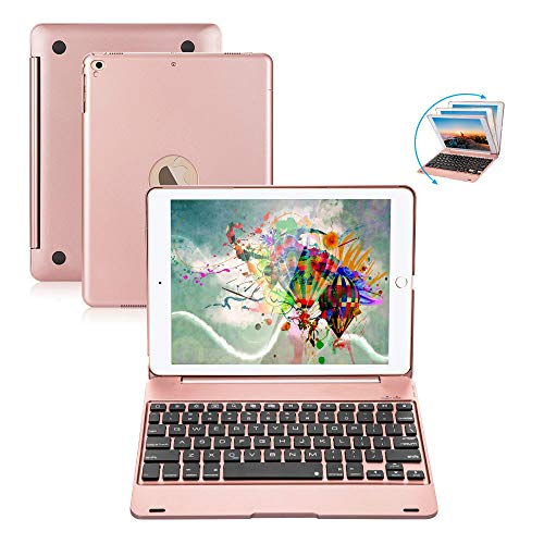 iPad Keyboard 9.7 for iPad 2018 (6th Gen) iPad 2017 (5th Gen) iPad Pro 9.7 iPad Air 2 & 1 Wireless Keyboard Auto Sleep/Wake iPad Case with Keyboard(Rose Gold)