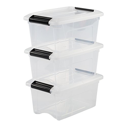Iris Ohyama New Top Box NTB-5 - lote de 3 cajas apilables de almacenamiento, Transparente, 5 L