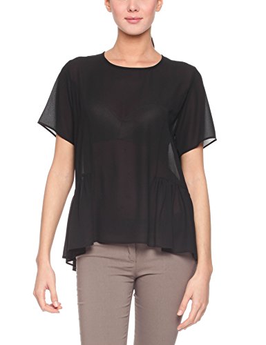 Isabella Roma LFTN-2182 - Blusa de manga corta para mujer, color negro, talla S