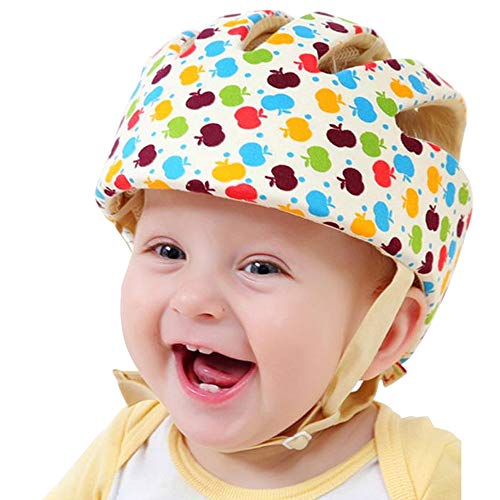 IULONEE Casco de protección para bebé, gorra protectora para cabeza de bebé, gorra de algodón ajustable(Apple Flower)
