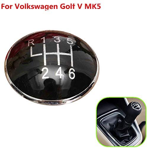JJJJD 5 velocidades 6 velocidades Black Gear Knob Emblem Badge Cap Fit para Volkswagen para Golf V MK5 2003-2009 (Color : 6 Speed)