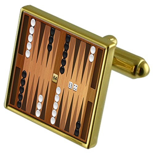 Juego de tablero de backgammon tono Oro gemelos Crystal Gift Set Clip de corbata