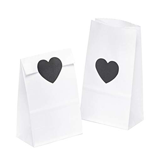 kgpack 100x Bolsas de Papel Kraft DIY con Pegatinas corazón 9 x 16 x 5 cm | Bolsas de Papel Kraft para niños | Calendario de adviento | Bolsa de Regalo de Fondo Plano | Bolsa de Papel de Alimentos