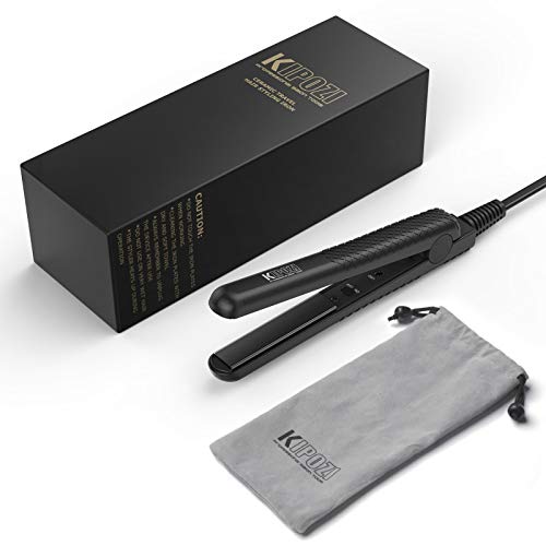 KIPOZI Mini planchas del pelo de viaje, plancha alisadora cerámica con doble voltaje y calentamiento rápido en color negro KIPOZI Mini planchas del pelo de viaje, plancha alisadora cerámica con doble voltaje y calentamiento rápido en color negro