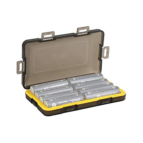 Kiwifotos Handy Polímero de Propeno (PP) Estuche de Almacenamiento de Batería con Revestimiento de Silicona Contiene 8 x AA o 14500 Baterías Recargables de Litio Alcalino (Amarillo)