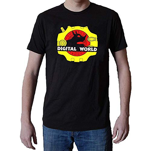 Ksiwre Hombre Short Sleeve Cotton Camiseta/T Shirt Digimon Digital World XX-Large