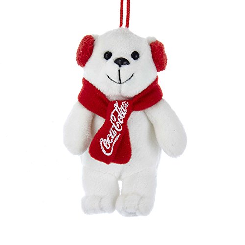 Kurt Adler Coca-Cola oso Polar de peluche con rojo orejeras ornamento