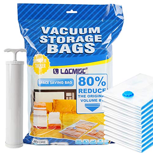 Lacmisc Bolsa al Vacio Ropa, 10 Bolsa para Vacio de Ropa, Ropa de Cama, Edredones, Almohadas, Mantas (10 PCS 40x60cm)