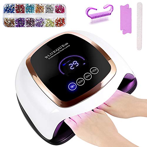 Lámpara LED UV Uñas,168W Lámpara Secador de Uñas con 4 temporizadores 30/60/90/120s,Secado rápido,42 ledes,pantalla grande LCD,adecuado para varios geles para Nail Art en el Hogar y el Salón