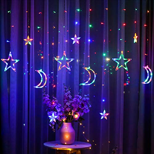 LaoZi Plug Festoon Moon Star Lamp Luz de cortina de hadas Luces de Navidad Decoración Luces de vacaciones Sting para AÑO NUEVO Boda
