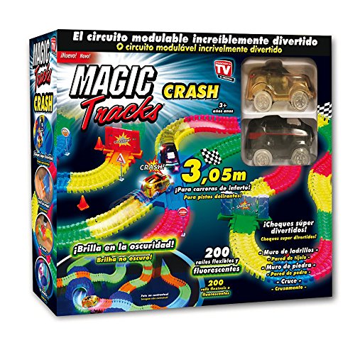 Las Ofertas de la Tele Magic Tracks CRASH: el circuito modulable que brilla en la oscuridad. Ahora con cruces, muros y señales de tráfico