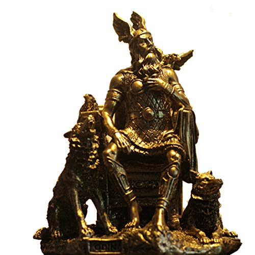LBYLYH Antigua Estatua de Odin Resina Hecha a Mano Europa del Norte Mito Guerrero Dios Personaje Figura decoración Arte y artesanía Estatua Adornos