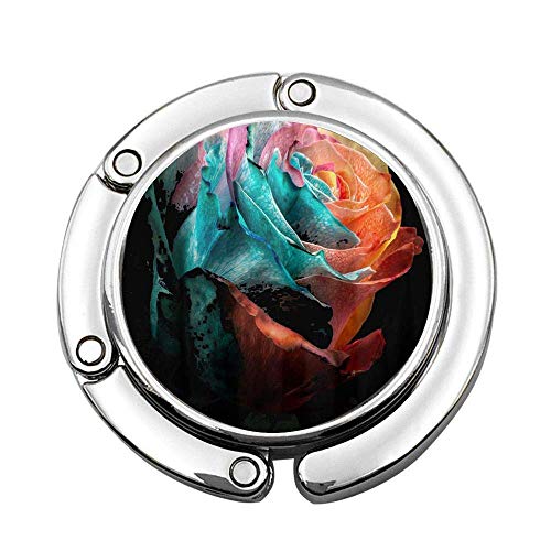 Lecintevro Rainbow Rose Fractal Art Custom Purse Hook Foldable Handbag Hanger Folding Table Hanger