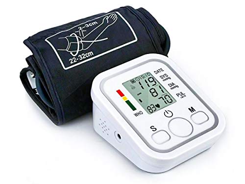 Ledlux AAA05125 - Medidor de presión sanguínea de brazo digital con pantalla LCD de 2 x 99 memorias de doble alimentación 4 pilas AAA incluidas