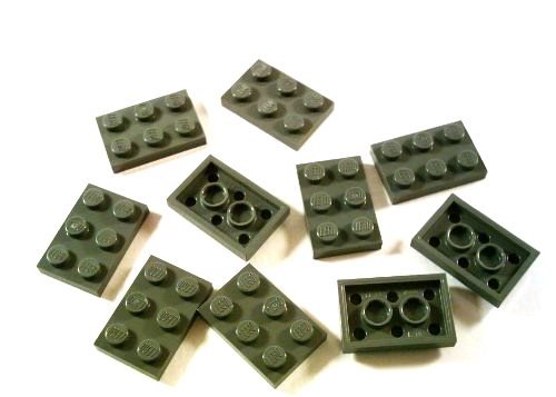LEGO Bricks - Plancha (10 Unidades, 2 x 3 pivotes), Color Gris Oscuro Nuevo