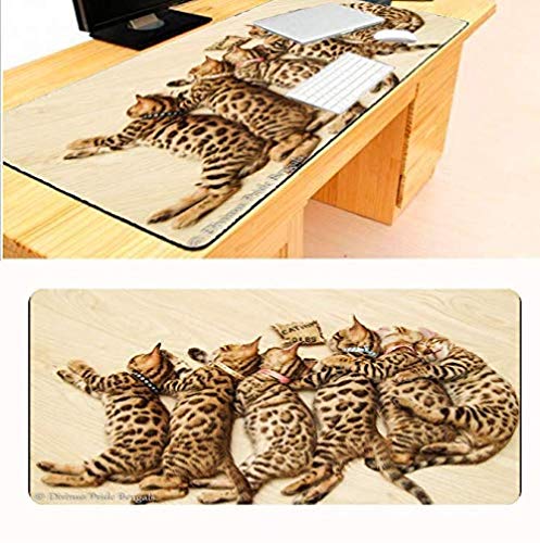 Leopard Cat Hot Gaming Animal Alfombrilla de ratón Borde de bloqueo Alfombrilla para ratón Versión de velocidad Alfombrilla de mesa Grueso 2Mm Durable 30 * 80 * 0.3Cm Alfombrilla de ratón grande cjn3