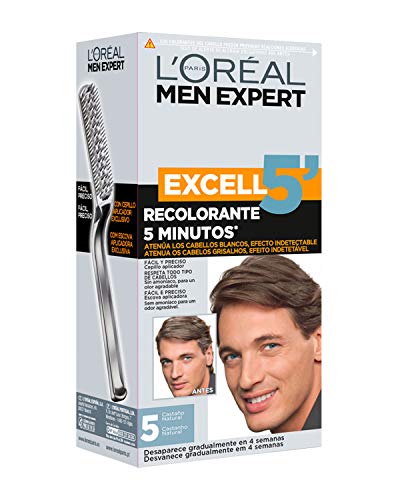 L'Oréal Men Expert Coloración Excell 5' - Recolorante 5 Minutos, Tono 5, Castaño Natural