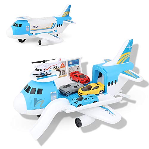 Los más nuevos juguetes de avión para niños, avión de carga de transporte para niños de 2 3 4 5 años o más, modelo de avión de juego 3 en 1 con 4 coches y 1 helicóptero, juego educativo de aeropuerto