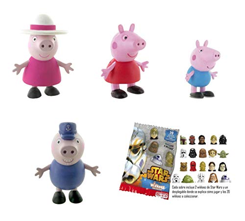 Lote 4 Figuras Comansi Peppa Pig. Peppa - George - Abuelo Pig - Abuela Pig + Regalo