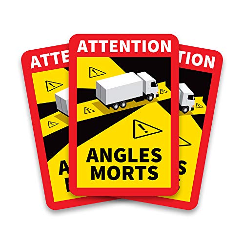 Lote de 3 adhesivos para señalización de ángulos muertos de camión, autoadhesivos Lote de 3 adhesivos para señalización de ángulos muertos de camión, autoadhesivos