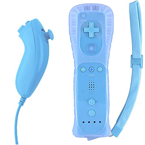 Mando Remote + Nunchuck + Funda + Correa para Nintendo Wii Color Azul
