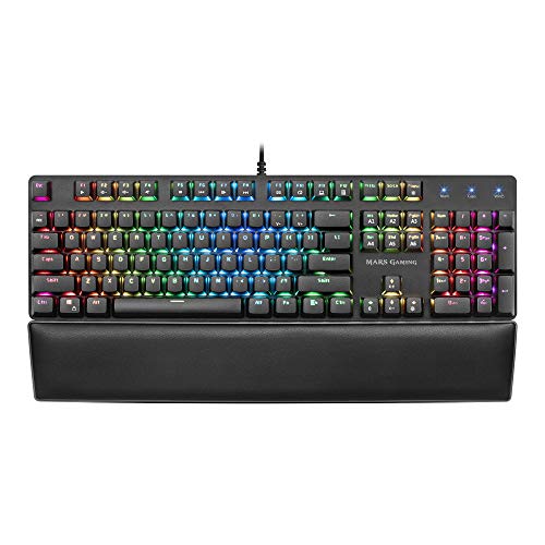 Mars Gaming MK5, teclado mecánico switch rojo, RGB, software, reposamuñecas, US